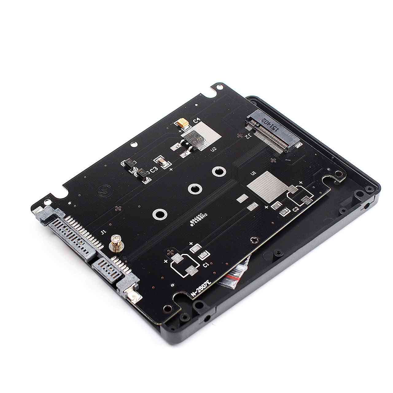 B+m Key Socket, 2 M.2 Ngff- Ssd To 2.5 Sata Adapter Card With Case