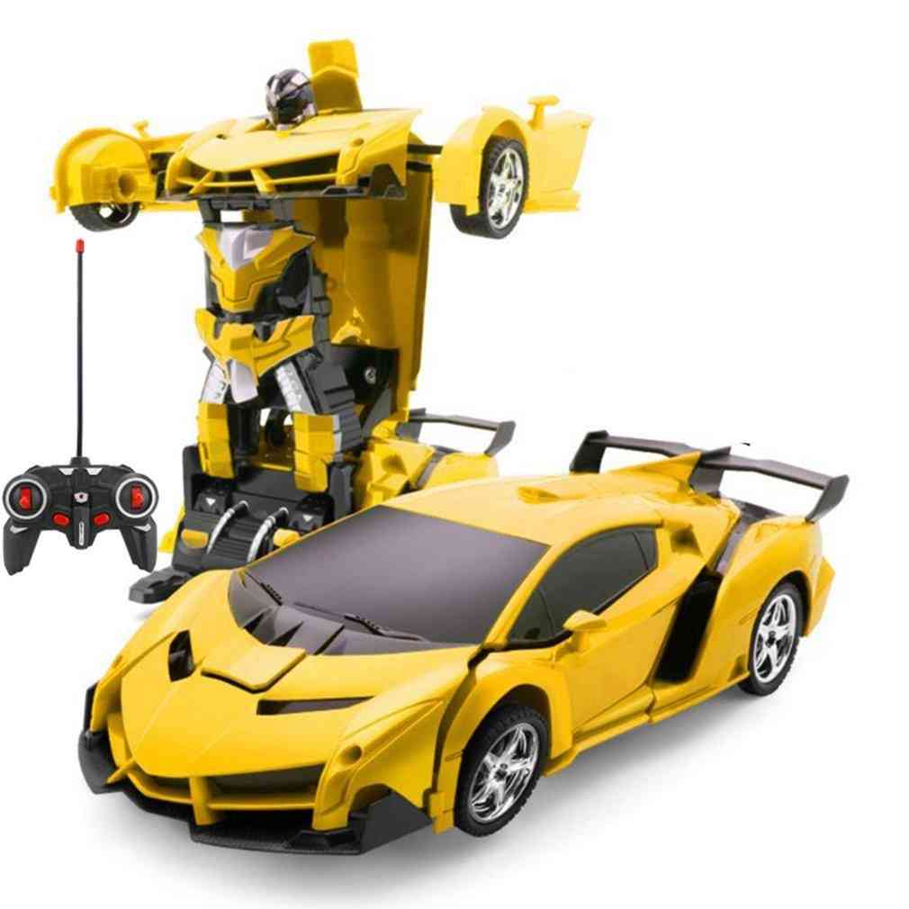 Rc bil transformation robotter sportsvogn model robotter legetøj med batteri - blå