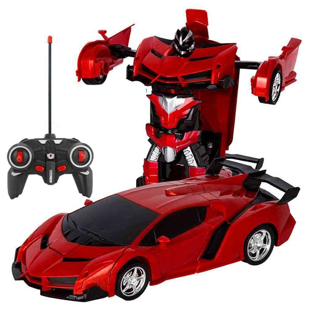 Rc bil transformation robotter sportsvogn model robotter legetøj med batteri - blå
