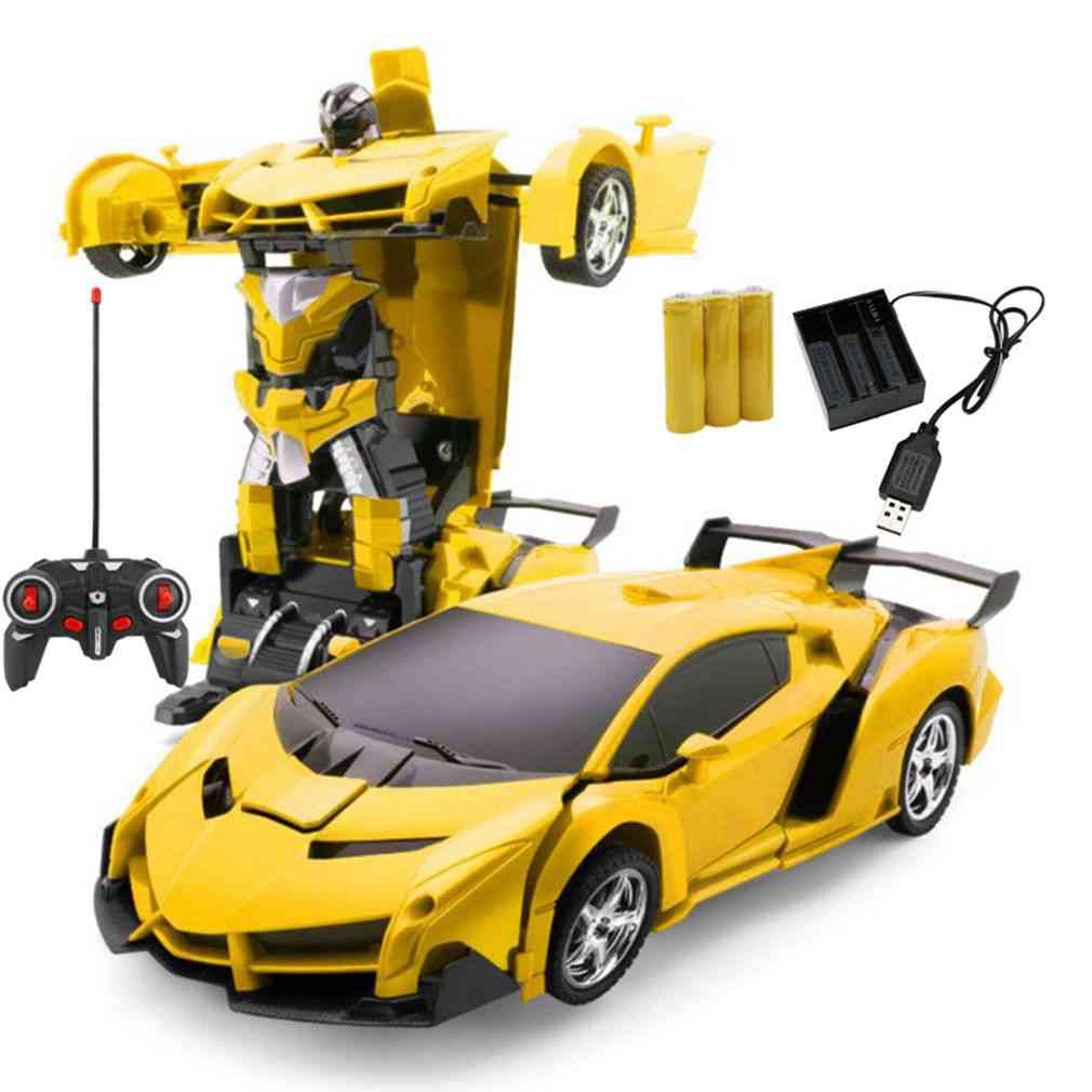 Rc auto transformatie robots sportwagen model robots speelgoed met batterij - blauw