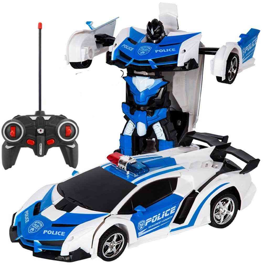 Rc voiture transformation robots modèle de véhicule de sport robots jouets avec batterie - bleu