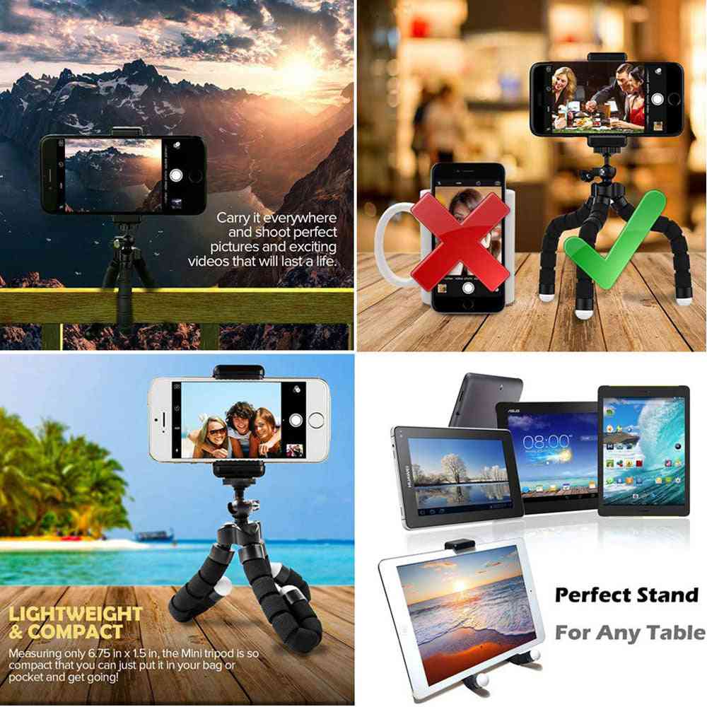 Mini Flexible Sponge Octopus Tripod For Sport Action Video With Bluetooth Remote