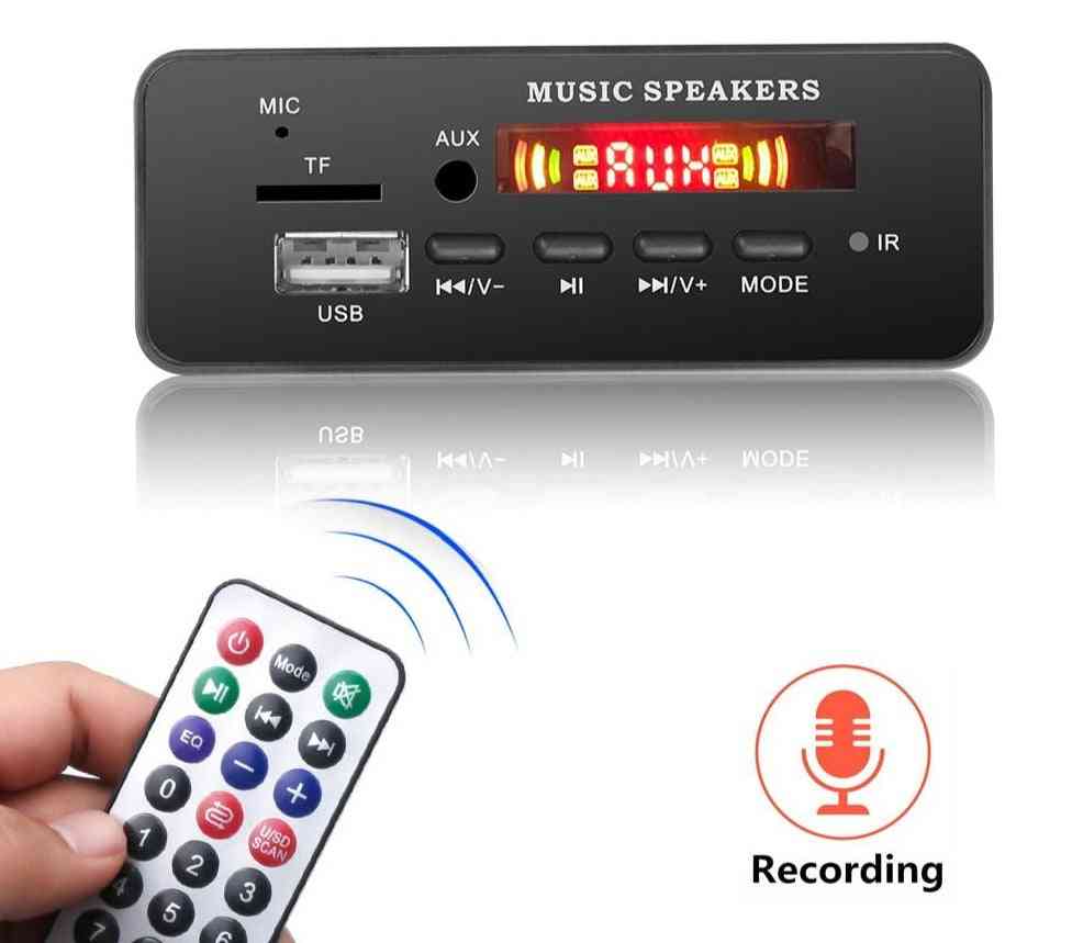 Wireless Mp3 Wma Decoder Board Remote Control Player - 12v Bluetooth 5.0 Usb Fm Aux Tf Sd Card Module Car Radio Mp3 Speaker (other)