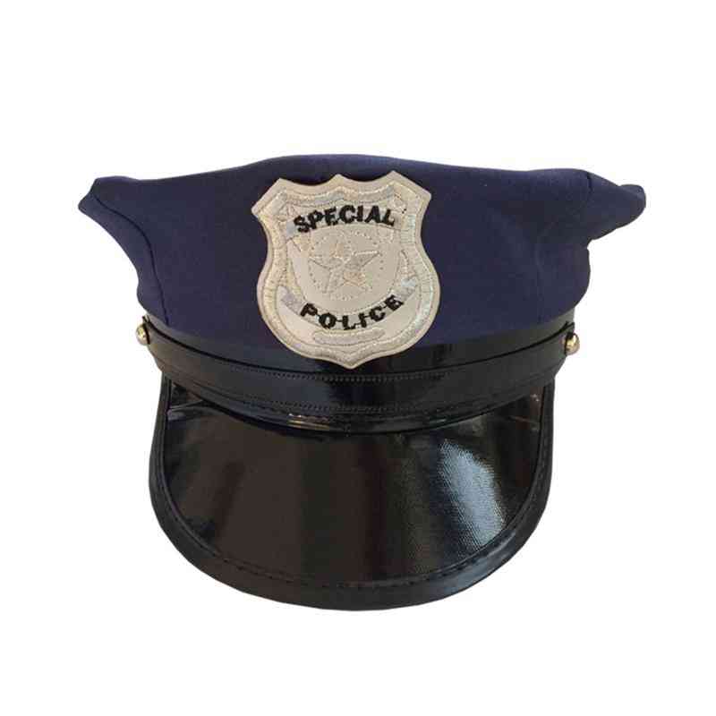 Ośmiokątna czapka policyjna Zawody zabawki-klasyczne dla dorosłych policyjny kapelusz wojskowy czapka na scenę na imprezę cosplay występ maskarada - czarna