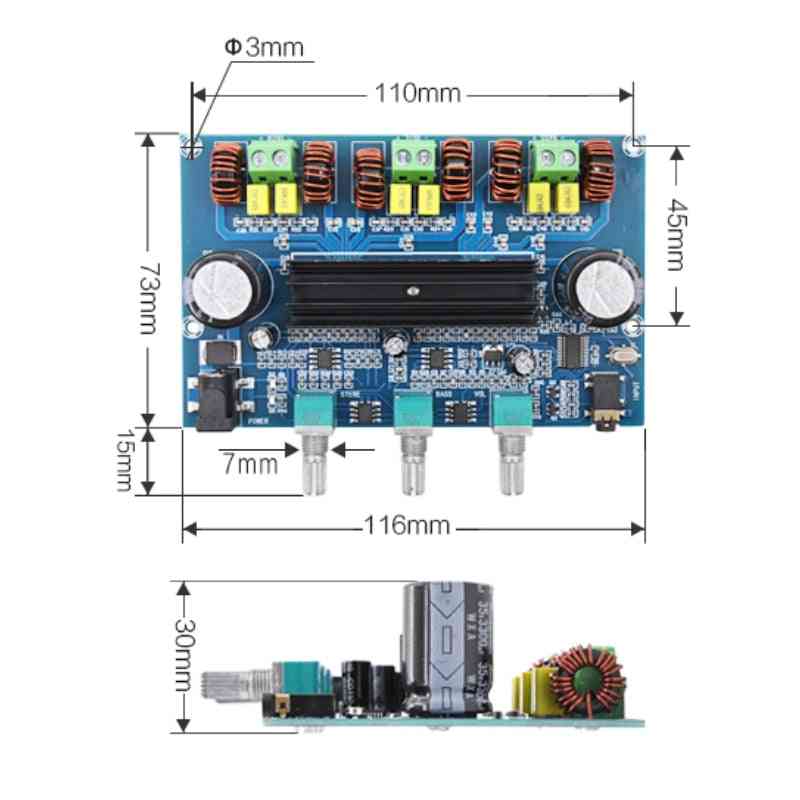 Digital effektförstärkarkort stereo med Bluetooth 5.0, 50wx2 + 100w 2.1-kanals ljudbas subwoofer aux-förstärkarmodul - förstärkarkort