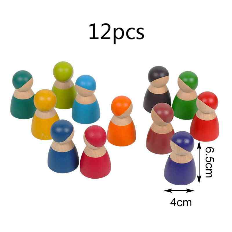 Drewniane zabawki edukacyjne montessori dla dzieci geometria tęczowe klocki liczą cyfry pasujące do cyfrowego kształtu - zieleń wojskowa