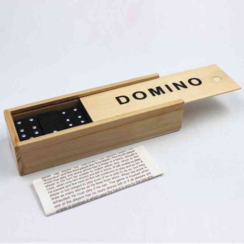 28 unids / lote juego de mesa de bloques divertidos juguete juego de dominó de caja de madera para niños tradicionales (como se muestra)