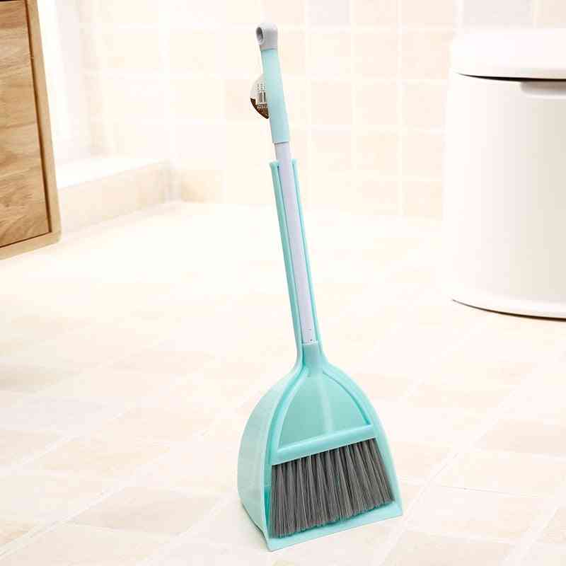 Mini Simulation Cleaning- Child Mop Broom & Dustpan Set Sweeping House Telescopic Tablet Drag