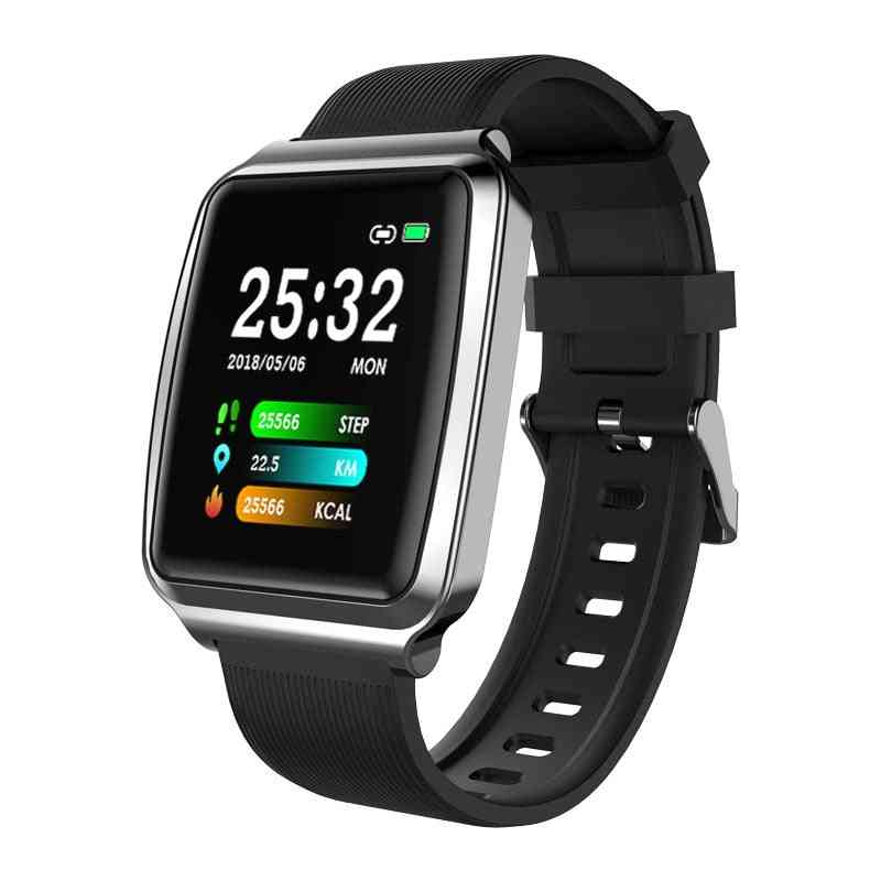 Smart klocka för män blodtrycksmätning, vattentät smartklocka och kvinnors pulsmätare klockor android ios - lägg till ett svart band