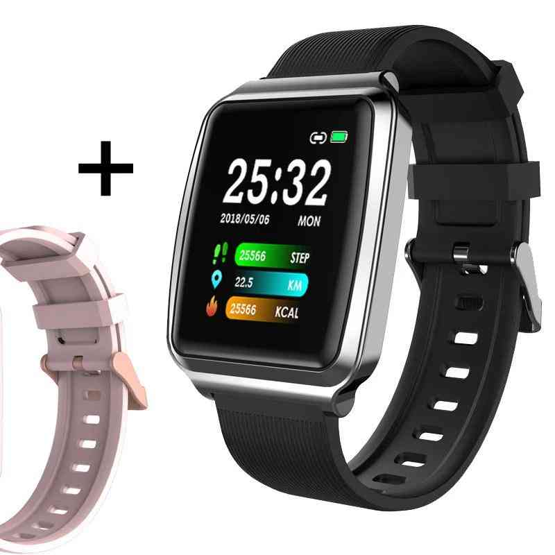 Smartwatch für Männer Blutdruckmessung, wasserdichte Smartwatch und Frauen Herzfrequenzmesser Uhren Android iOS - fügen Sie ein schwarzes Armband