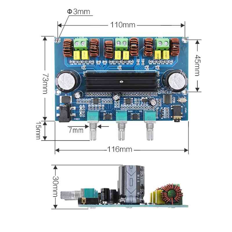Placa amplificator digital de putere, stereo 2.1 canale clasa d