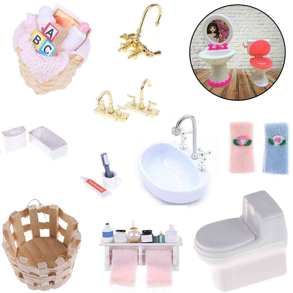 1/12 Diy Bathroom Furniture - Dollhouse Accessories