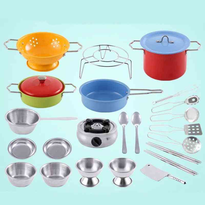 Stainless Steel Kitchen-cookware And Tableware Pretend Role Play