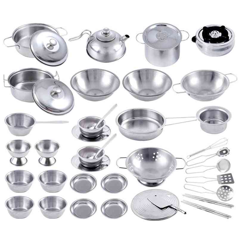 Stainless Steel Kitchen-cookware And Tableware Pretend Role Play