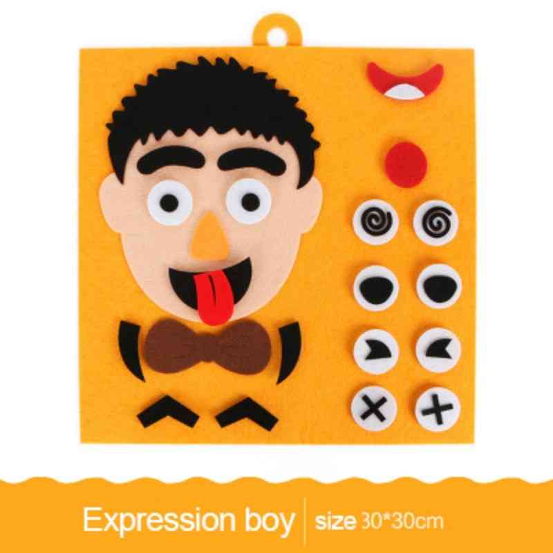 Kids Educational Diy Emotion Facial Expression Change Non-woven Puzzle