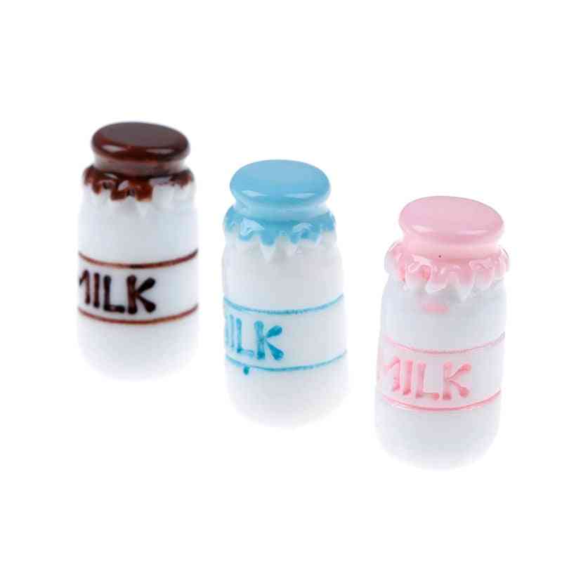 Diy Dollhouse Miniature Milk, Rack Basket, Jug With Lid Bottle Furniture Decor