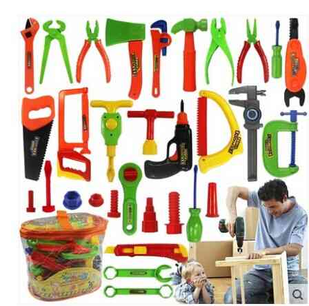 Kit børn legehus klassisk plast, børneværktøj hammer værktøjskasse simuleringsværktøjssæt legetøj -