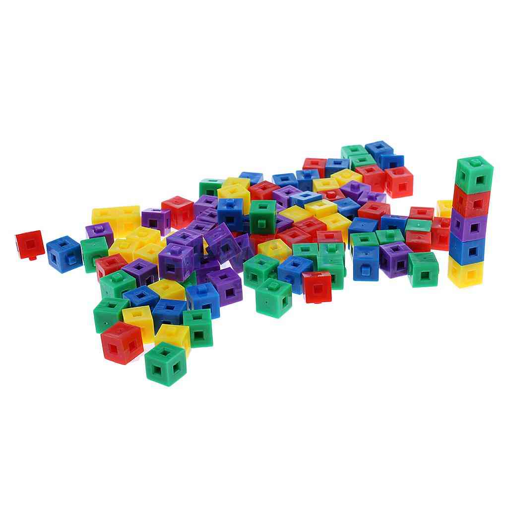 Stacking Blocks - 100x Kids Building Kit, Stacking-cubes-bricks Puzzles For Creative Party Toy