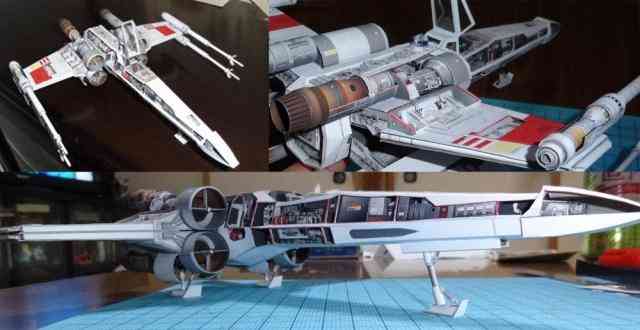 Star-Wars x-wing x-fighter avión, modelo de papel 3d diy hecho a mano-juguete -