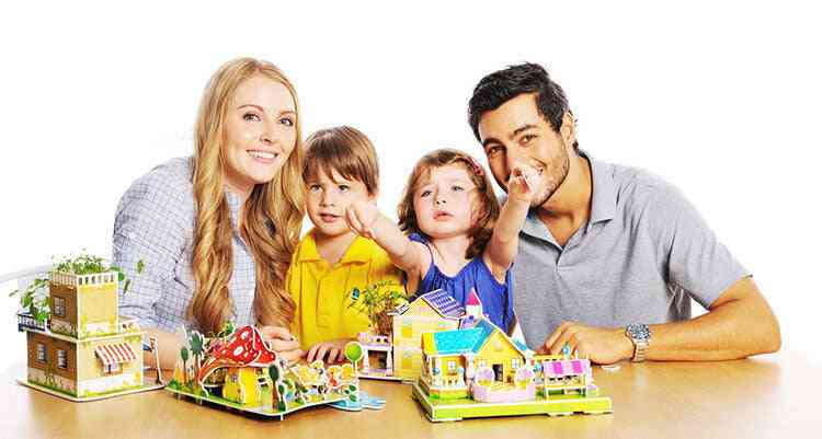 3d-puzzle-diy Building-construction-toys, Card-model Building-sets, Romantic- House Garden-trees For Kids