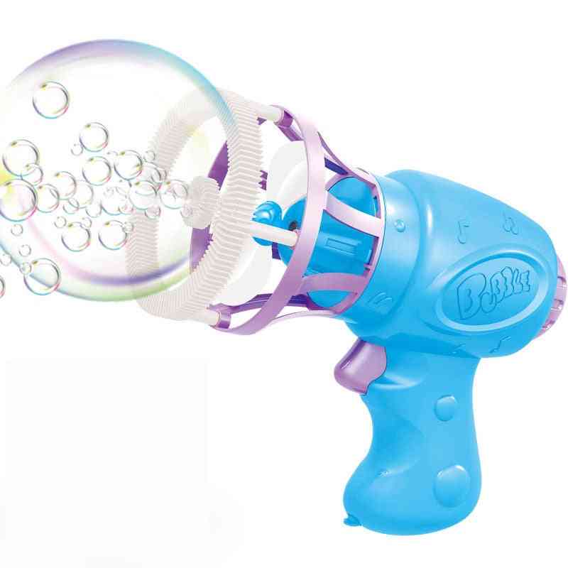 Elektrisk automatisk bubbla tillverkare pistol med mini fläkt barn utomhus leksaker, sommar rolig magisk bubbla blåsmaskin - blå