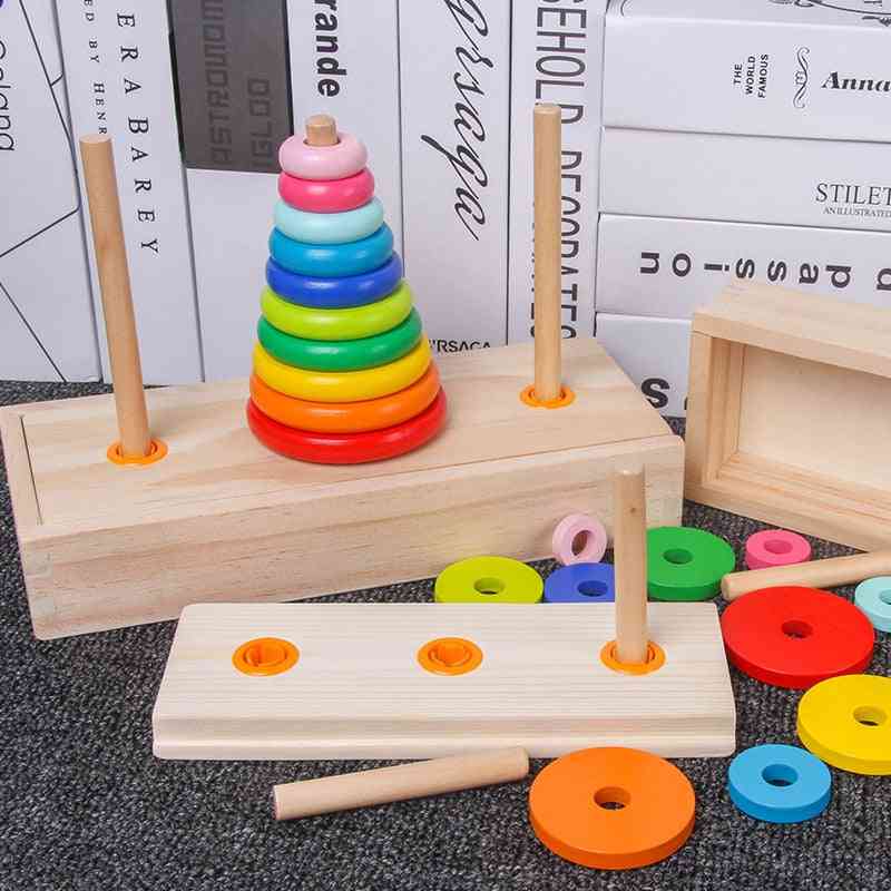 Klassiskt träpusseltacktorn för matematiska tidiga pedagogiska leksaker - l