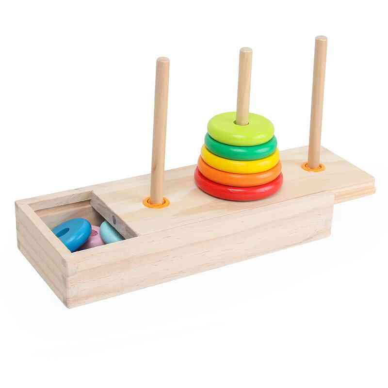 Klassiskt träpusseltacktorn för matematiska tidiga pedagogiska leksaker - l