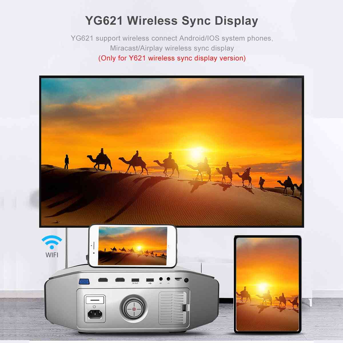 Yg620 fuld hd projektor, native 1920 x 1080p 3d proyector og yg621 trådløs wifi smartphone til multi-screen mini hd hjem, teater - yg620 baisc version