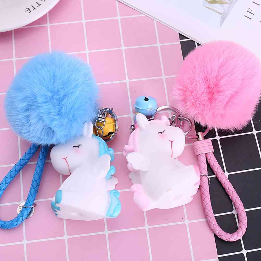 Cute Plush Unicorn Keychain - Female Hair Fluffy Ball