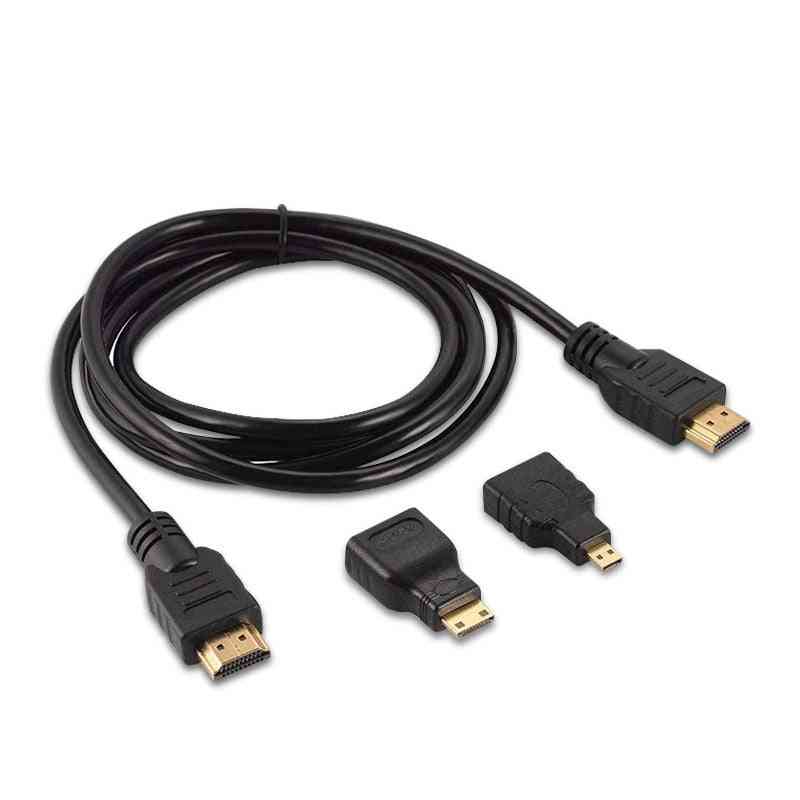 Mini hdmi adapter micro hdmi connector, 1,5 meter, 4k hd kabel geschikt voor ps3 hdtv, dvd, xbox, pc pro - 1.5m hdmi kabel