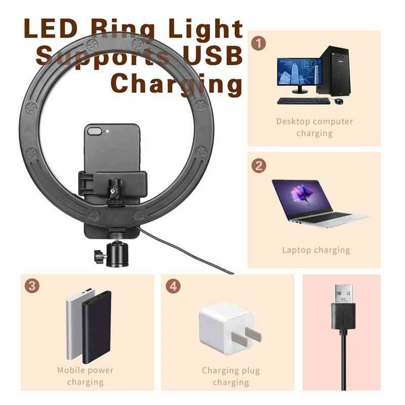 Usb Led Light Ring Photography Flash Lamp With 130cm Tripod Stand