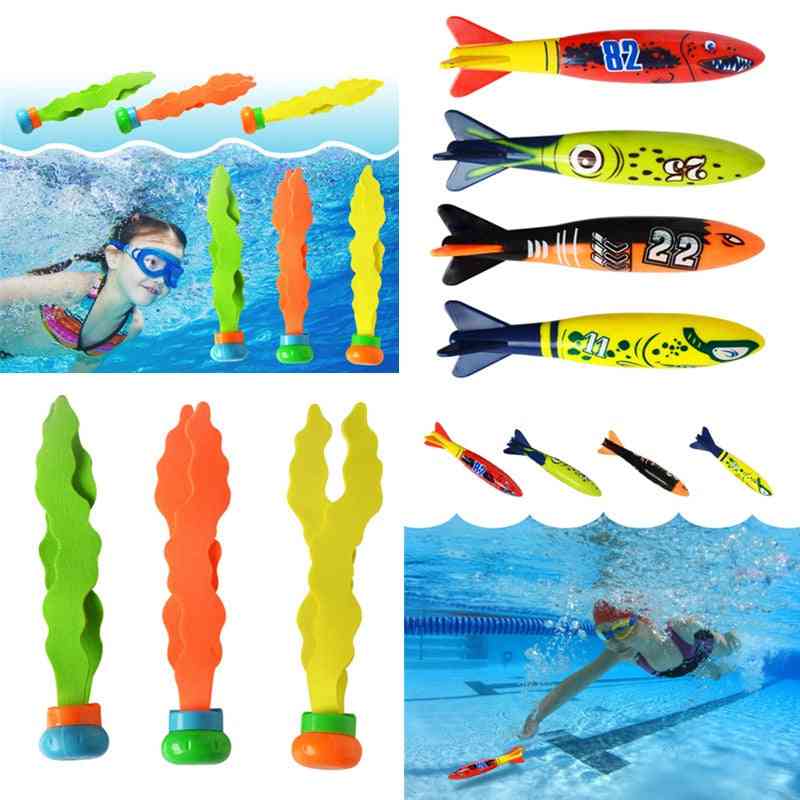 Cápa rakéta dobás, medence játék, alga fű úszómedence nyári strand botok búvár játékok gyerekeknek