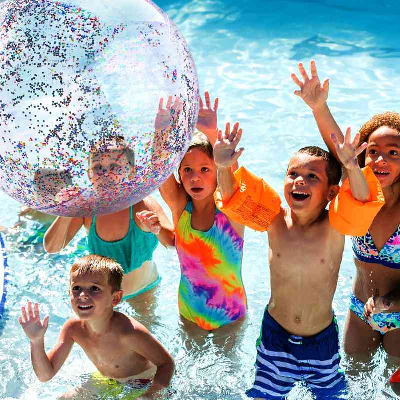 60cm inflável glitter confetti bola de praia brinquedos bolas para crianças adulto - verão aquático ao ar livre, voleibol, futebol - 40cm com inflador