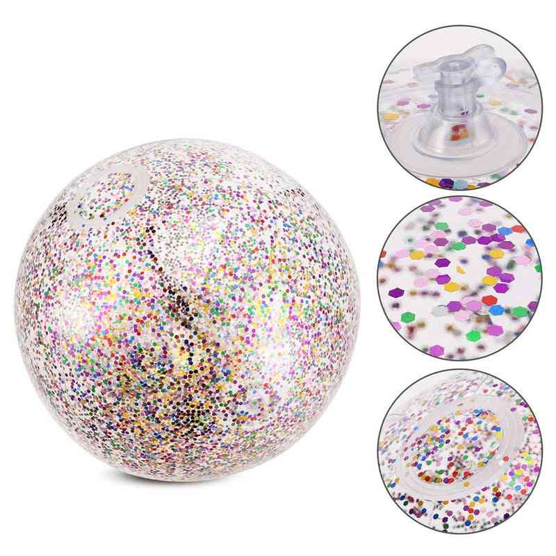 60cm uppblåsbar glitter konfetti beach ball pool leksaker bollar för barn vuxna - utomhus sommar vatten kul volleyboll, fotboll - 40cm med inflator