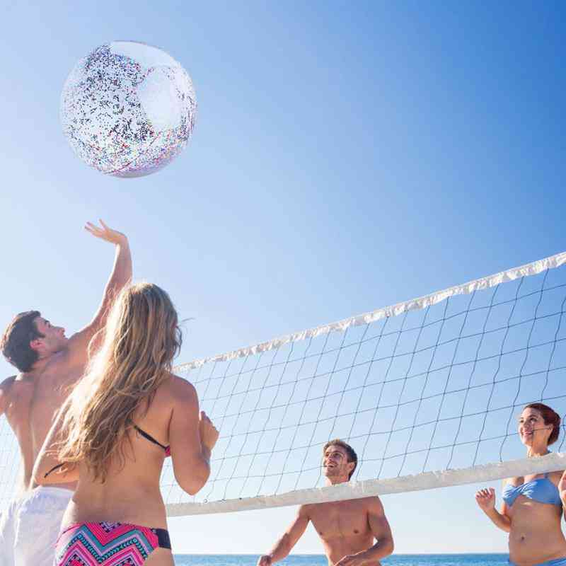 60cm uppblåsbar glitter konfetti beach ball pool leksaker bollar för barn vuxna - utomhus sommar vatten kul volleyboll, fotboll - 40cm med inflator
