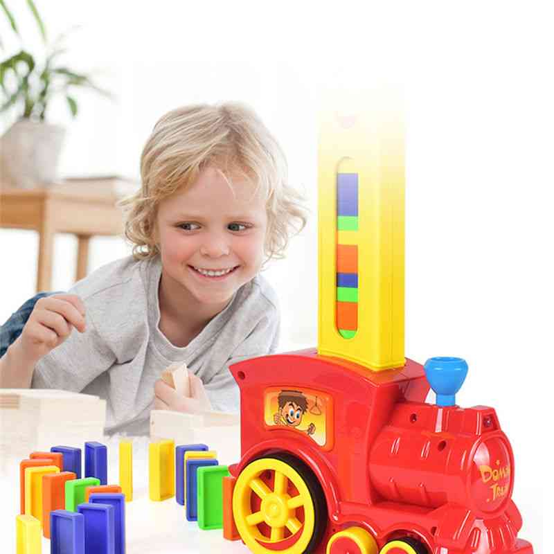 Domino-peli sähköjunan lasten lelu - automaattinen lasten ajoneuvomalli