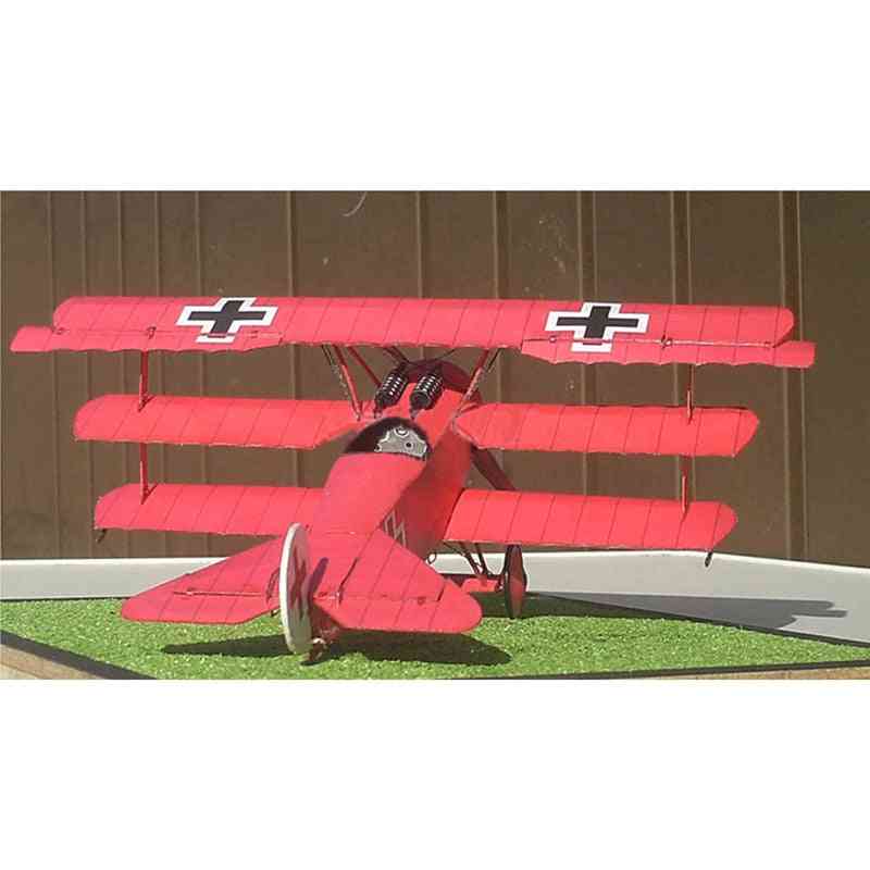 Fokker Three Wing Fighter Aircraft - Diy 3d Paper Card Model Building Sets Construction