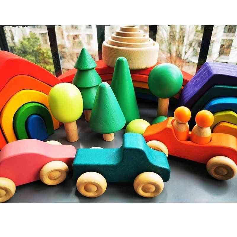 Baby Wooden Elemental Rainbow Stacking Blocks Montessori Toy