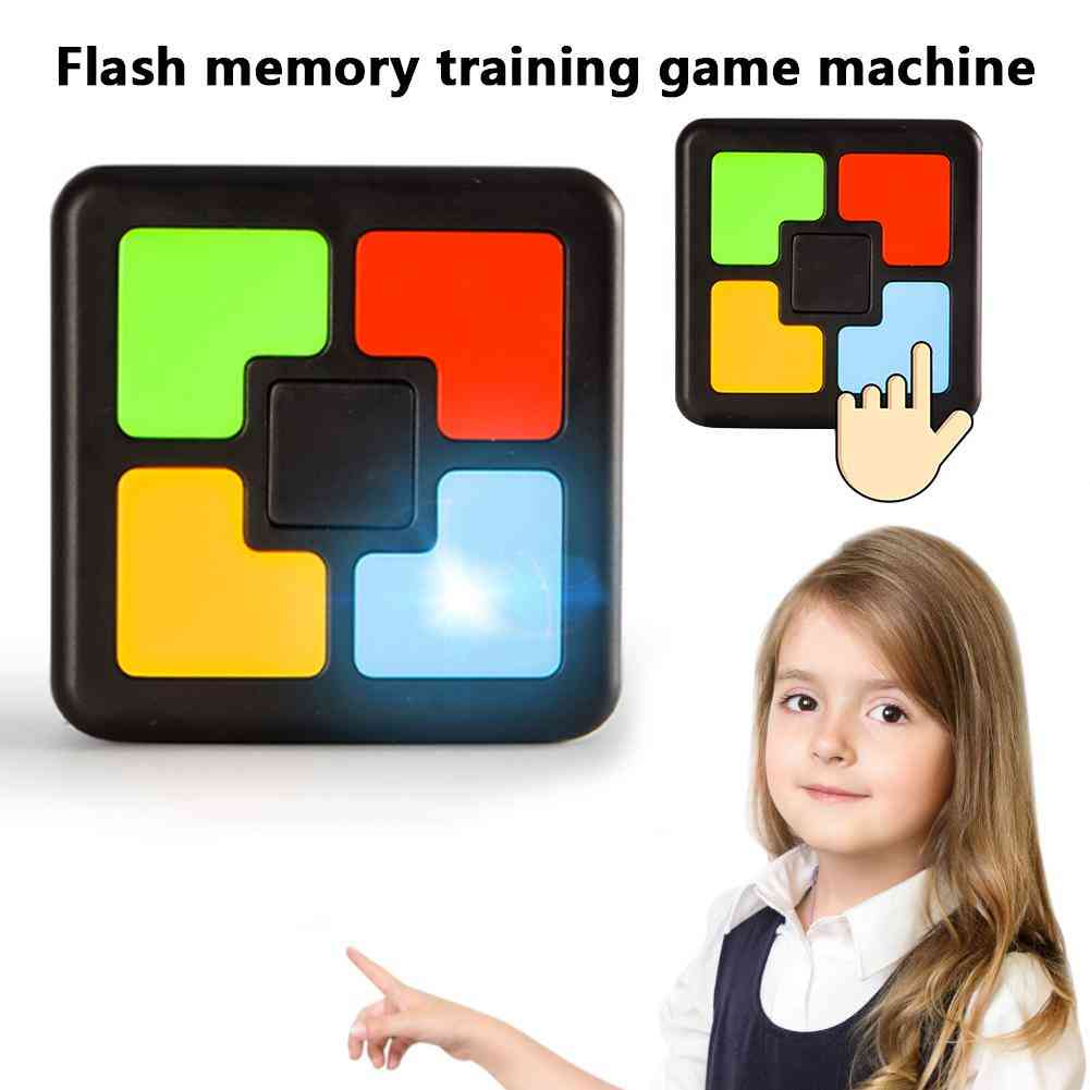 קונסולת משחקי זיכרון לילדים הוביל אור פלאש צליל אינטראקטיבי צעצוע חינוכי, אימון מכונת תיאום מוח ביד אחת (שחור) -
