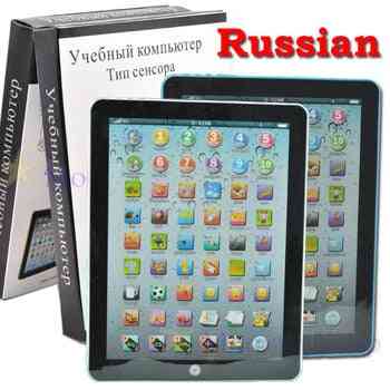 Macchina per l'apprendimento della lingua russa, giocattolo educativo per tablet per bambini con alfabeto russo per bambini - giocattolo elettronico per tablet touch - blu inglese
