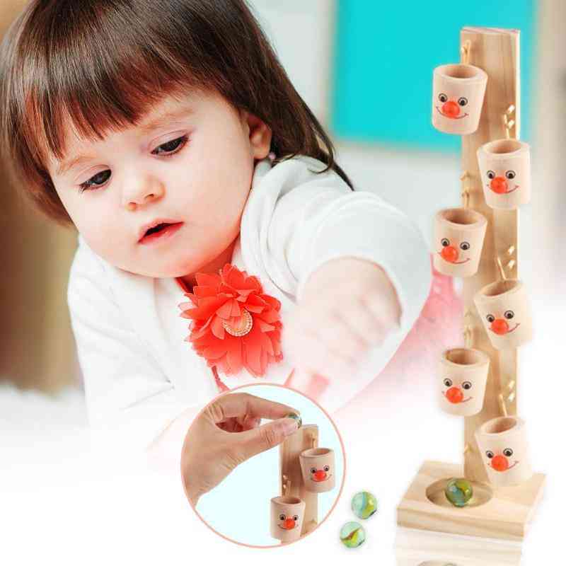 Wooden Tree Visual Tracking Whole Solid Wood Production - Marble Ball Run Track Game Montessori Baby Kid Block Educational Toy (a)