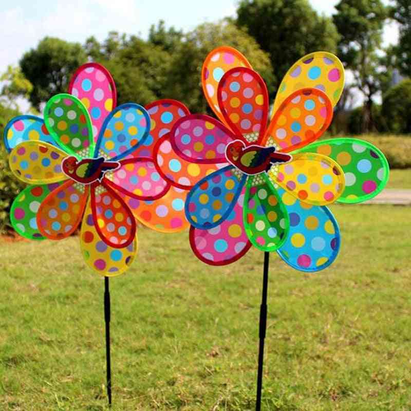 Flower Shape-double Layer, Fold Able With Peacock Wind Spinner For Home And Garden Decor