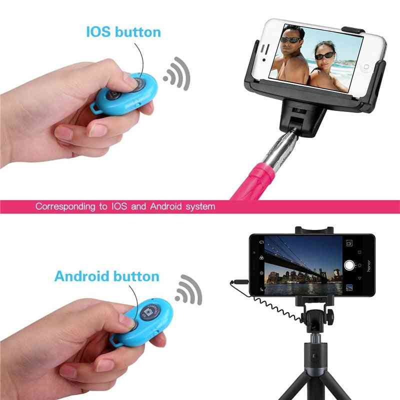 Botão do obturador para controlador de câmera acessório selfie, controle de foto do adaptador, botão remoto bluetooth para selfie - vermelho