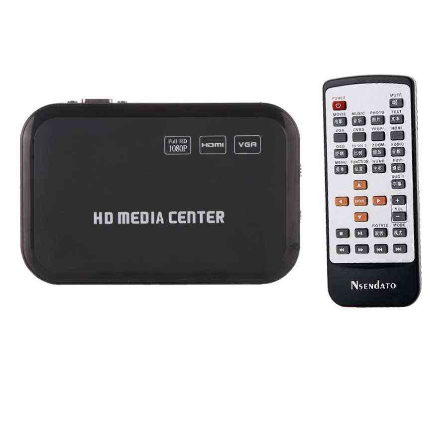 Lecteur multimédia Full HD 1080p Media-Player Center lecteur multimédia vidéo pour HDMI VGA AV USB Port SD / MMC Télécommande Câble Ypbpr MKV H.264