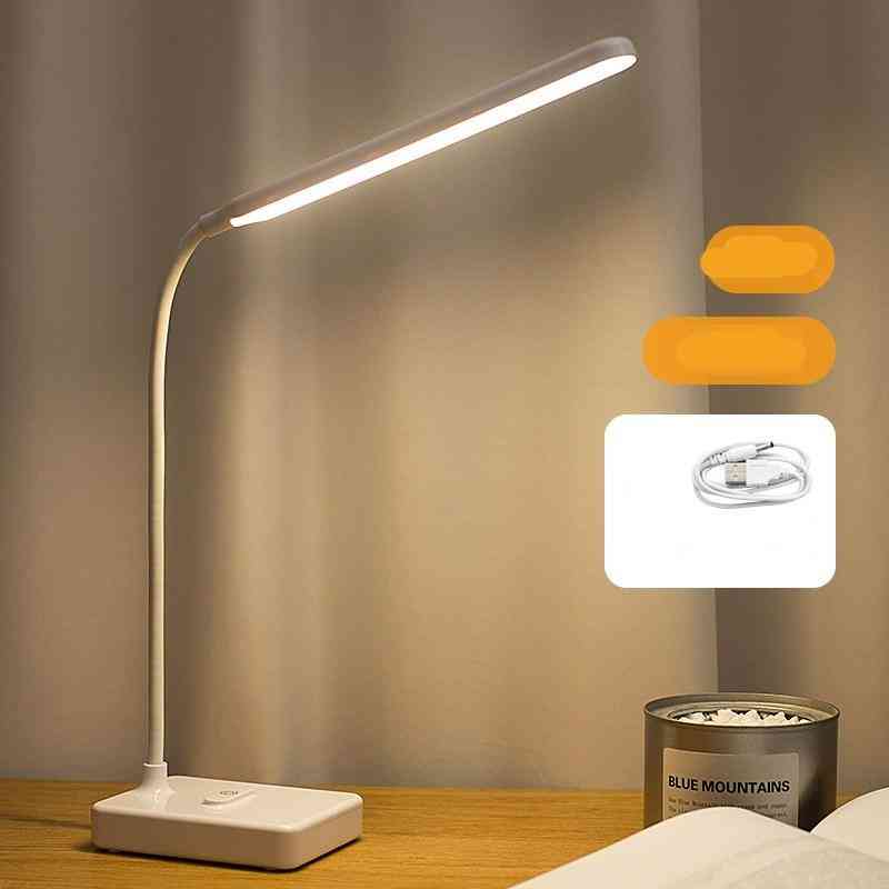 Lámpara de escritorio táctil - lámparas de mesa para sala de estar, lámpara de estudio con protección ocular regulable y plegable - enchufe de batería / blanco / 3000k-6000k, atenuación de 3 niveles