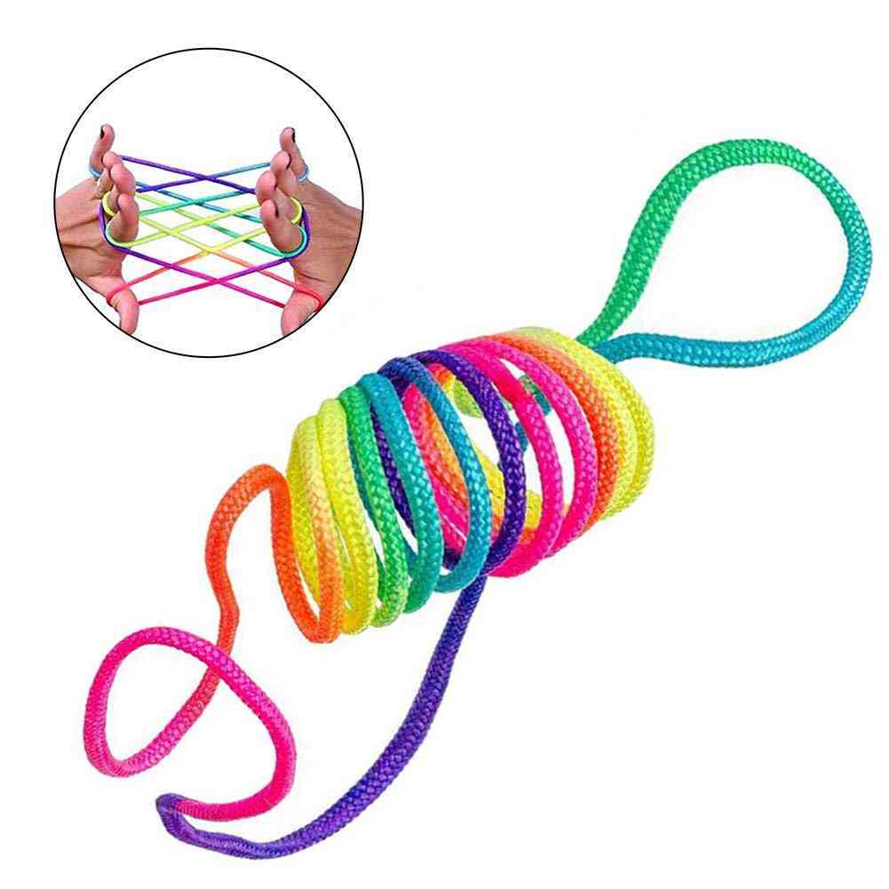 Børn regnbuefarv fumler finger tråd reb snore spil udviklingslegetøj til børn (regnbue) -