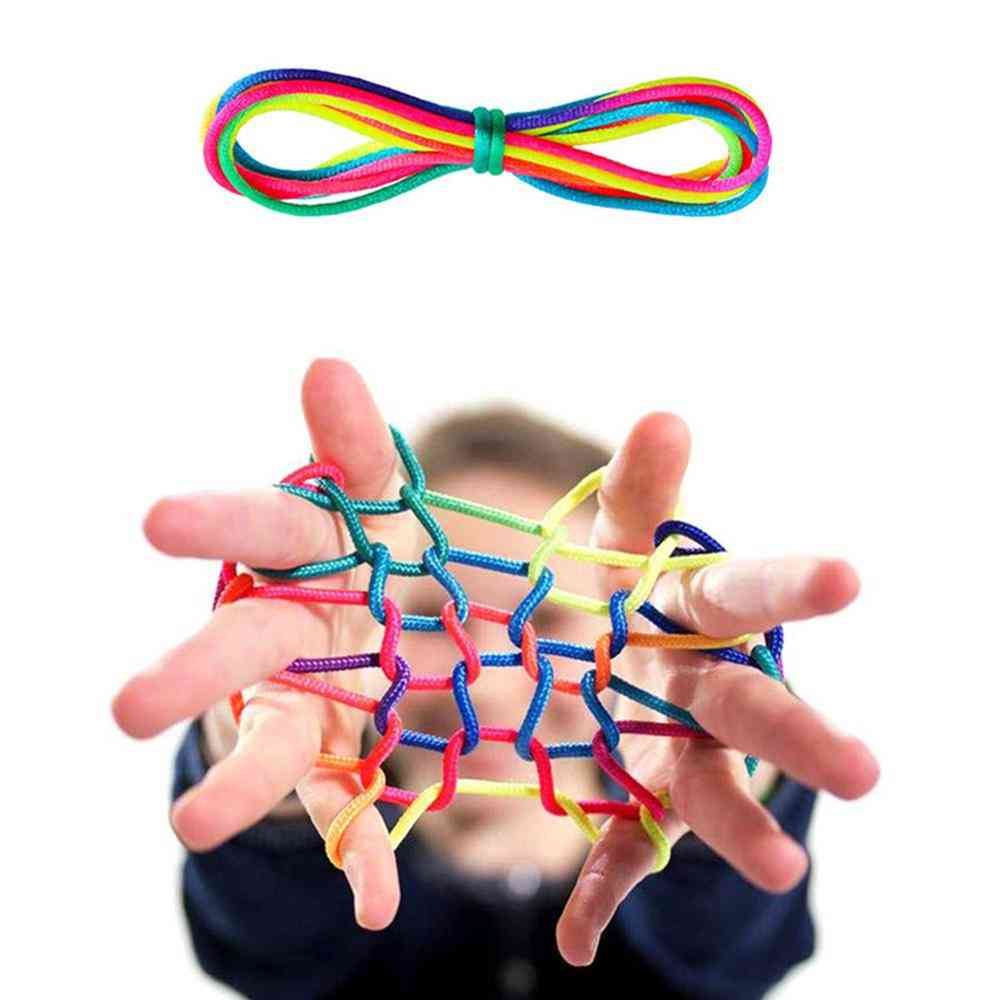 Niños color del arco iris fumble dedo hilo cuerda cuerdas juego juguetes de desarrollo para niños (arco iris) -