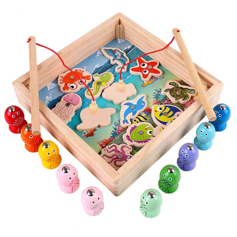 Non Electric, 3d Magnetic Fishing Game-wooden Toy