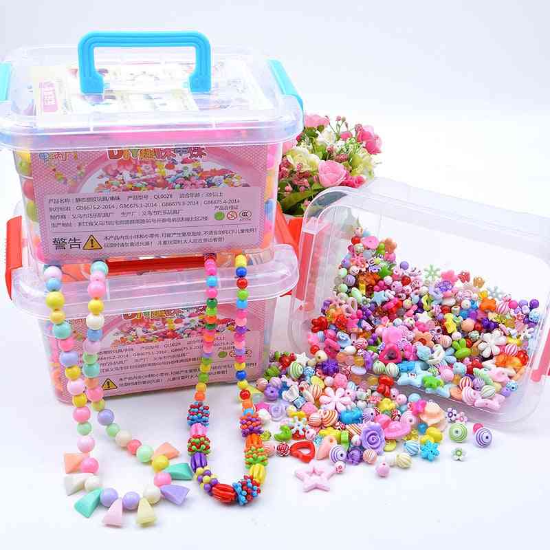 Jouet perlé fait à la main avec boîte de rangement, bracelet de bijoux fille créative faisant des jouets enfants éducatifs - un