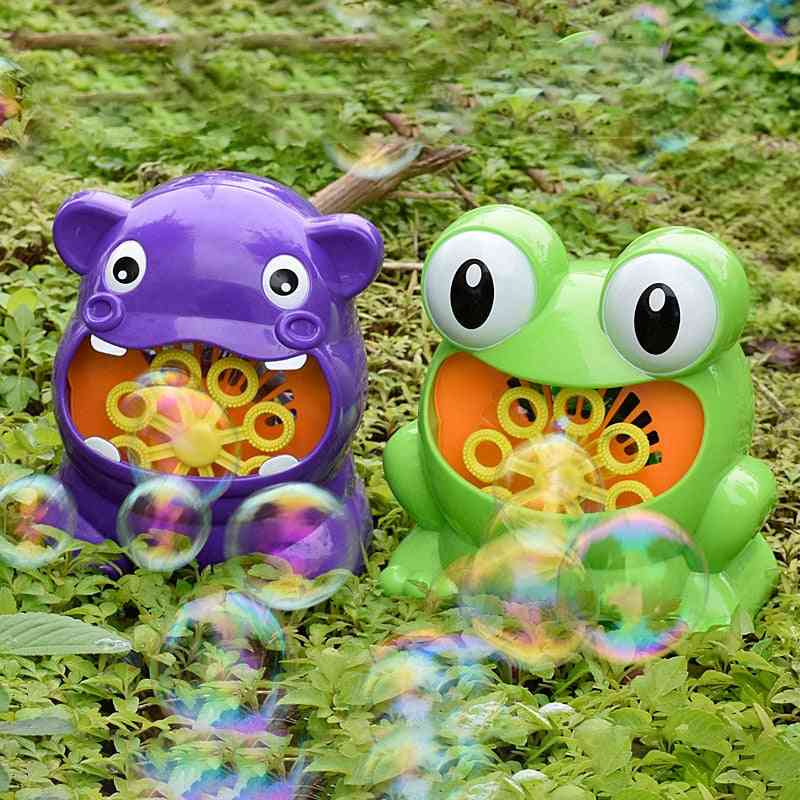 אקדח בועה צפרדע חמודה מכונת בועות אוטומטית מפוח בועות מים מוסיקה צעצועים חיצוניים לילדים צעצוע - ילד עם קופסה